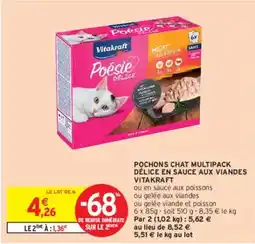 Intermarché Vitakraft - pochons chat multipack délice en sauce aux viandes offre