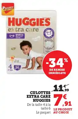 Super U CULOTTES EXTRA CARE HUGGIES offre