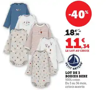 Super U LOT DE 3 BODIES BEBE offre