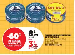 Super U THON ENTIER AU NATUREL PETIT NAVIRE offre