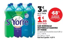 Super U EAU MINERALE NATURELLE GAZEUSE ST YORRE offre