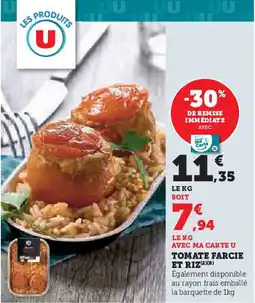 Super U TOMATE FARCIE ET RIZ (2)(B) offre