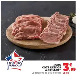 Super U PORC COTE AVEC OS A GRILLER (5) offre