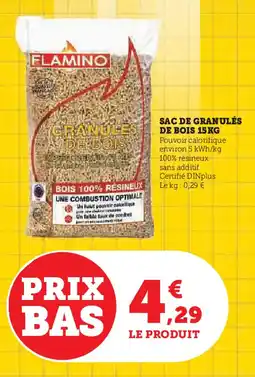 Super U SAC DE GRANULÉS DE BOIS 15 KG offre
