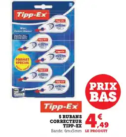 Super U 5 RUBANS CORRECTEUR TIPP-EX,49 offre