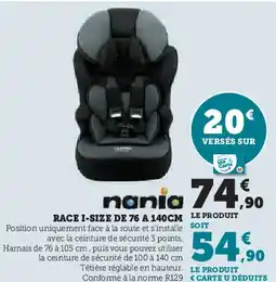 RACE I-SIZE DE 76 A 140CM