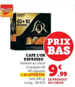 Hyper U CAFE L'OR ESPRESSO offre
