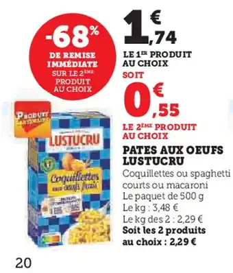 Hyper U PATES AUX OEUFS LUSTUCRU offre