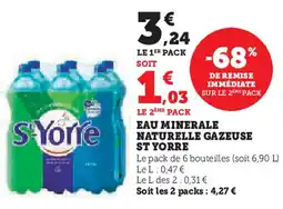 Hyper U EAU MINERALE NATURELLE GAZEUSE ST YORRE offre