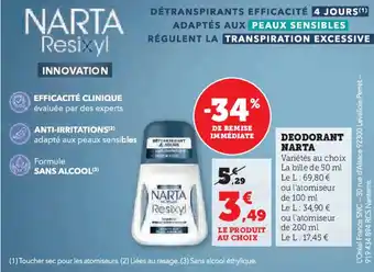 Hyper U DEODORANT NARTA offre