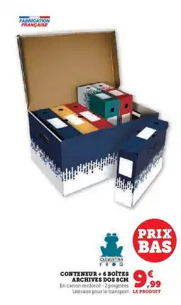 Hyper U CONTENEUR + 6 BOÎTES ARCHIVES DOS 8CM offre