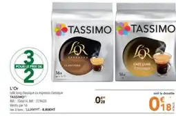 L'Or café long classique ou espresso classique TASSIMO