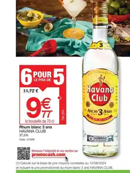 Promocash Rhum blanc 3 ans HAVANA CLUB 37,5% offre