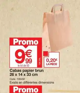 Promocash Cabas papier brun 26 x 14 x 33 cm offre