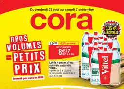 Cora x Carrefour Lot de 4 packs d'eau minérale naturelle VITTEL offre