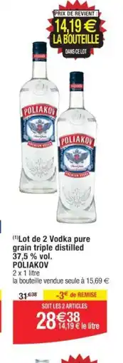 Cora x Carrefour Lot de 2 Vodka pure grain triple distilled 37,5 % vol. offre