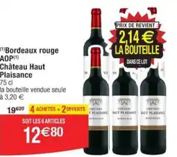 Cora x Carrefour Bordeaux rouge AOP Château Haut Plaisance offre