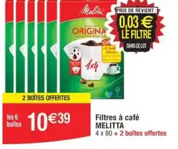 Cora x Carrefour Filtres à café MELITTA offre