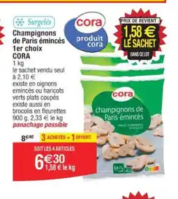 Cora x Carrefour Surgelés Champignons de Paris émincés offre