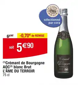 Cora x Carrefour L'ÂME DU TERROIR Crémant de Bourgogne AOC blanc Bru offre