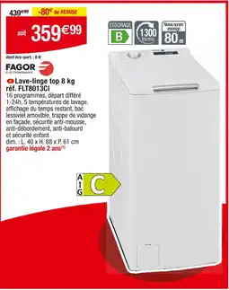 Cora x Carrefour FAGOR Lave-linge top 8 kg offre