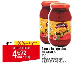 Cora x Carrefour NAWHAL'S Sauce bolognaise offre