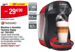 Cora x Carrefour BOSCH Machine à dosettes Tassimo Happy offre
