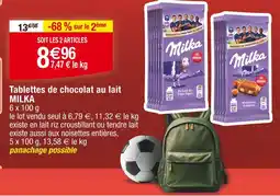 Cora x Carrefour MILKA Tablettes de chocolat au lait offre