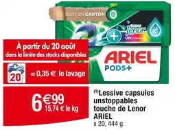 Cora x Carrefour ARIEL (1)Lessive capsules unstoppables touche de Lenor offre