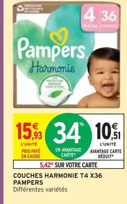 Intermarché PAMPERS COUCHES HARMONIE T4 X36 offre