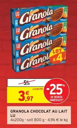 Intermarché LU GRANOLA CHOCOLAT AU LAIT offre