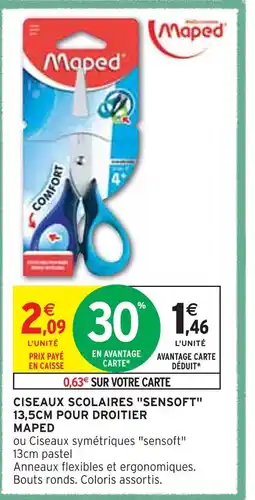 Intermarché MAPED CISEAUX SCOLAIRES SENSOFT 13,5CM POUR DROITIER offre