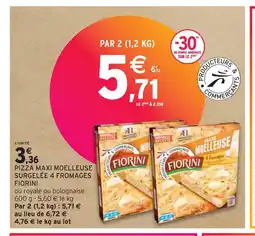Intermarché FIORINI PIZZA MAXI MOELLEUSE SURGELÉE 4 FROMAGES offre