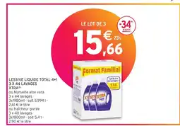 Intermarché XTRA LESSIVE LIQUIDE TOTAL 4+1 3 X 44 LAVAGES offre
