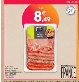 Intermarché JEAN ROZÉ PLATEAU : 4 CÔTES DE PORC, 4 CHIPOLATAS , 4 CHIPOLATAS HERBES ET 4 MERGUEZ offre