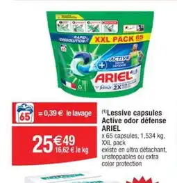 Cora x Carrefour Lessive capsules Active odor défense ARIEL offre