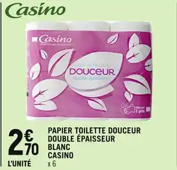 Spar CASINO PAPIER TOILETTE DOUCEUR DOUBLE ÉPAISSEUR BLANC offre