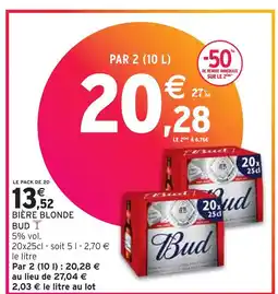 Intermarché BUD BIÈRE BLONDE offre