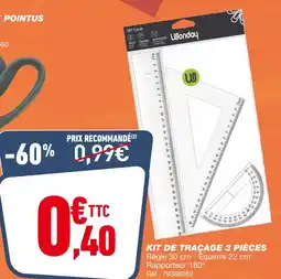 Bureau Vallée Wonday KIT DE TRAÇAGE 3 PIÈCES offre