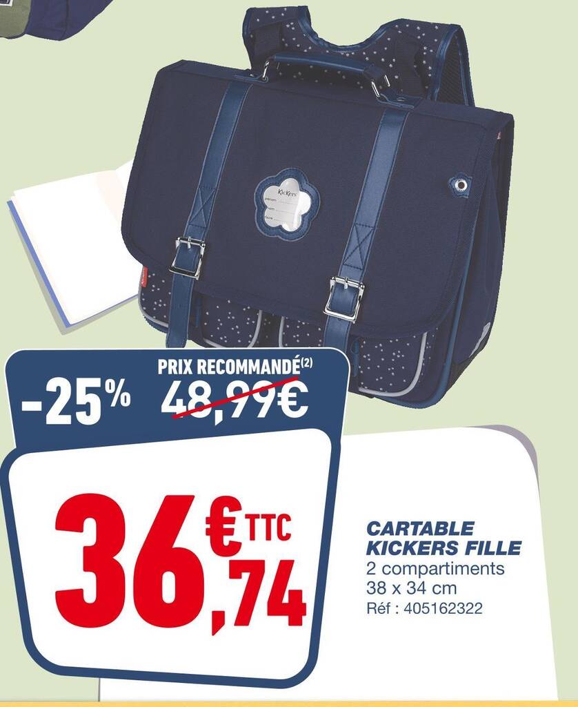 Promo KICKERS CARTABLE FILLE chez Bureau Vallee