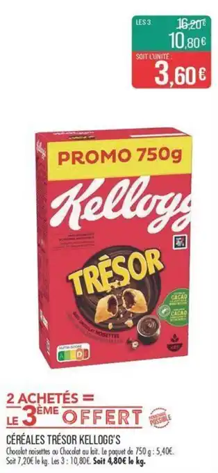 Match CÉRÉALES TRÉSOR KELLOGG'S offre