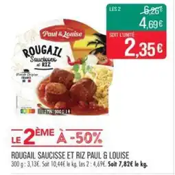 Match ROUGAIL SAUCISSE ET RIZ PAUL & LOUISE offre