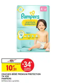 Intermarché Express COUCHES BÉBÉ PREMIUM PROTECTION T4 X39 PAMPERS offre