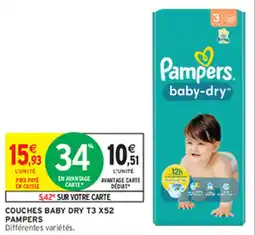 Intermarché Express COUCHES BABY DRY T3 X52 PAMPERS offre