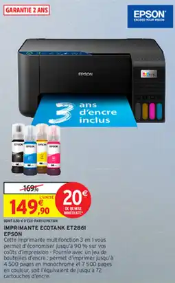 Intermarché IMPRIMANTE ECOTANK ET2861 EPSON offre