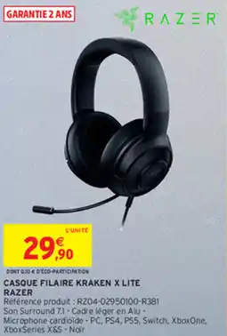 Intermarché CASQUE FILAIRE KRAKEN X LITE RAZER offre