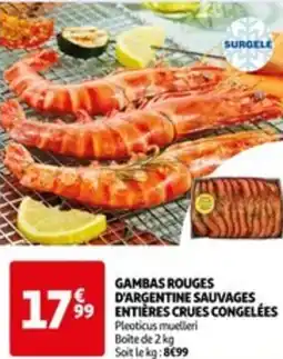 Auchan GAMBAS ROUGES D'ARGENTINE SAUVAGES ENTIÈRES CRUES CONGELÉES offre