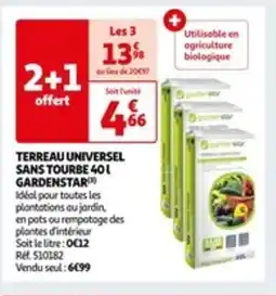 Auchan TERREAU UNIVERSEL SANS TOURBE 401 GARDENSTAR offre