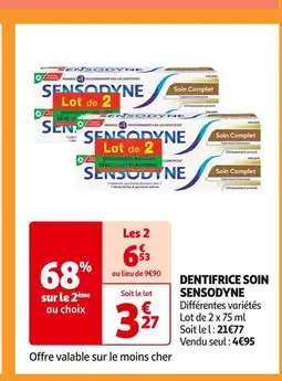 Auchan Supermarché SENSODYNE DENTIFRICE SOIN offre