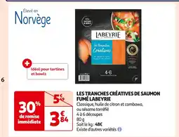 Auchan Supermarché LABEYRIE LES TRANCHES CRÉATIVES DE SAUMON FUMÉ offre